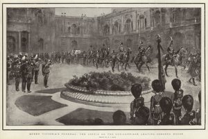 Funérailles de la reine Victoria, le cercueil sur le chariot à canon quittant Osborne House